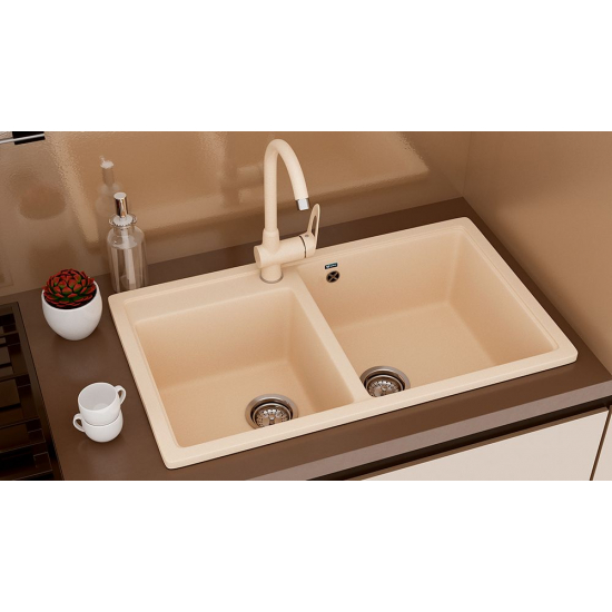 Мойка для кухни ULGRAN U-200 2 чаши 840х500 мм, бежевый