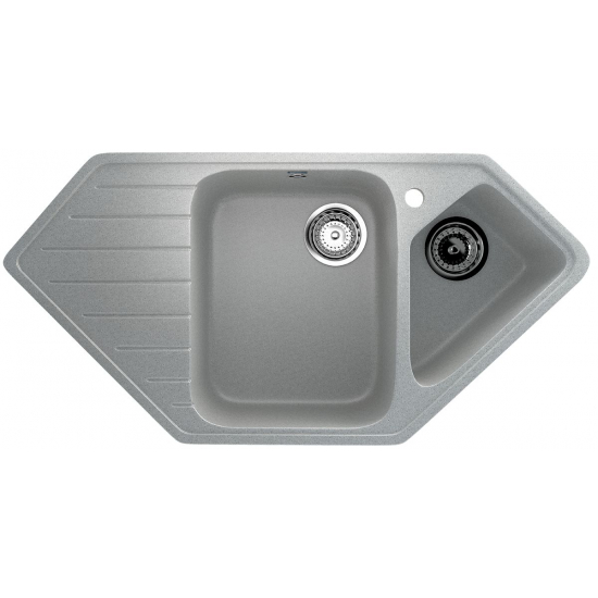Мойка для кухни ULGRAN U-409 1.5 чаши+крыло, угловая 970х500 мм, серый