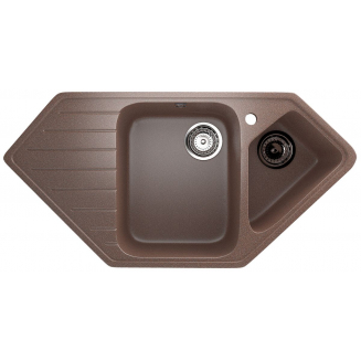 Мойка для кухни ULGRAN U-409 1.5 чаши+крыло, угловая 970х500 мм, терракот
