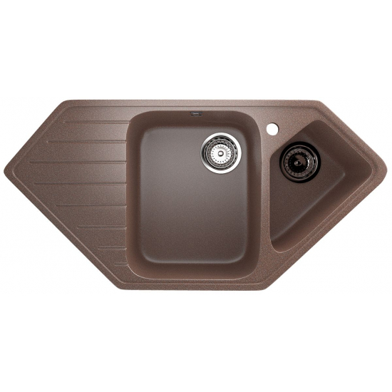 Мойка для кухни ULGRAN U-409 1.5 чаши+крыло, угловая 970х500 мм, терракот