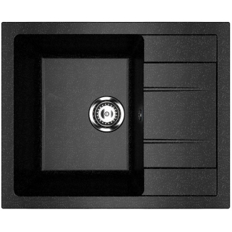 Мойка для кухни ULGRAN U-607 чаша+крыло 610х500 мм, чёрный