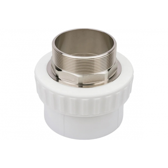 Муфта комбинированная под ключ PPR VALFEX 110х4" наружная резьба, белая