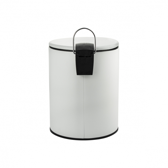 Мусорное ведро САНАКС 10502 круглое 5л из нержавеющей стали с педалью, микролифтом, белое