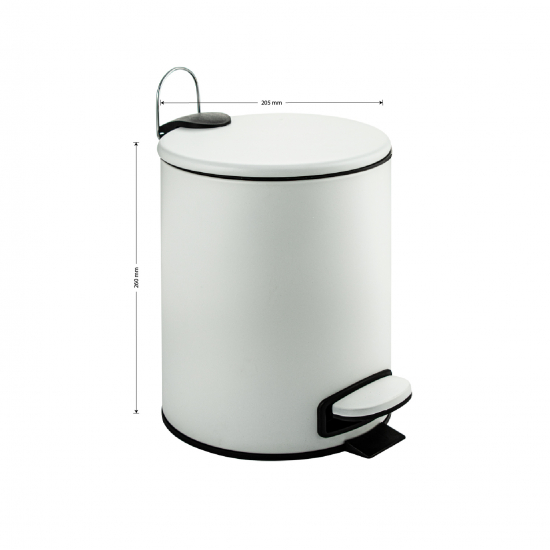 Мусорное ведро САНАКС 10502 круглое 5л из нержавеющей стали с педалью, микролифтом, белое