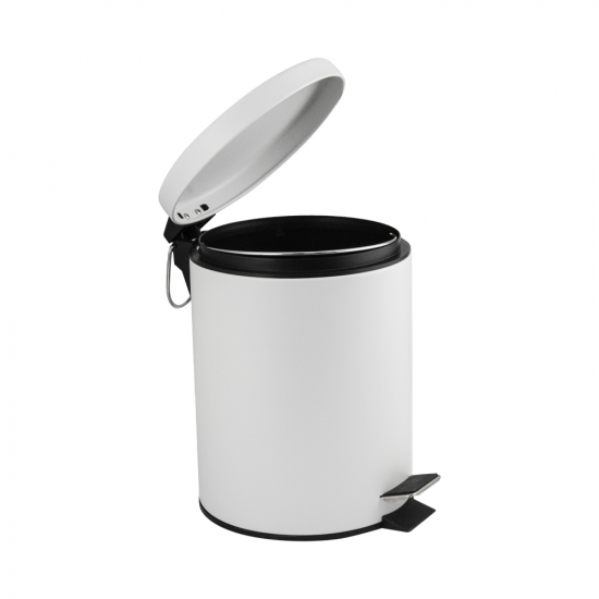 Мусорное ведро САНАКС 2305 круглое 5л из нержавеющей стали с педалью, белое