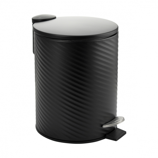 Мусорное ведро САНАКС 7055 круглое чёрное 5л из нержавеющей стали с педалью