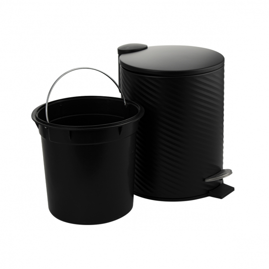 Мусорное ведро САНАКС 7055 круглое чёрное 5л из нержавеющей стали с педалью