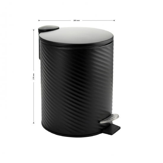 Мусорное ведро САНАКС 7055 круглое чёрное 5л из нержавеющей стали с педалью