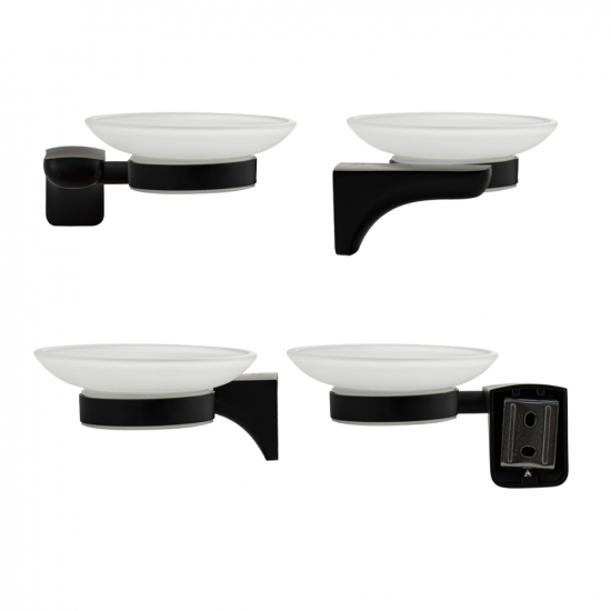 Мыльница TITAN 76004 стекло настенная чёрная