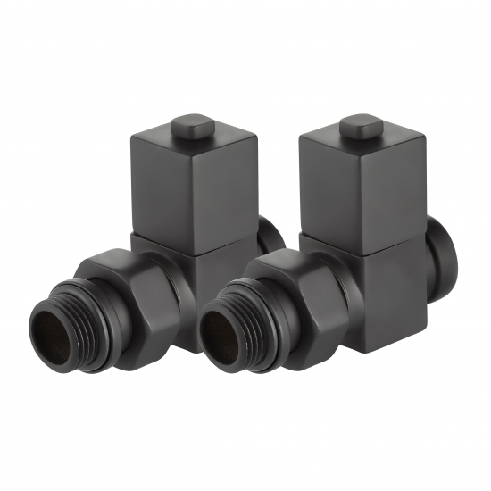 Набор дизайн-вентилей ROYAL THERMO CUBE прямой 1/2" (чёрный)