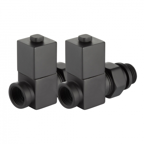 Набор дизайн-вентилей ROYAL THERMO CUBE прямой 1/2" (чёрный)