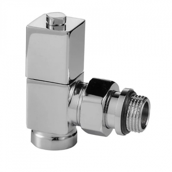 Набор дизайн-вентилей ROYAL THERMO CUBE угловой 1/2" (хром)