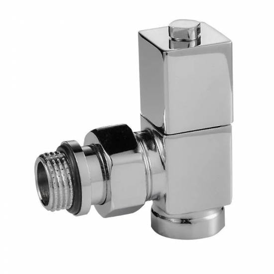 Набор дизайн-вентилей ROYAL THERMO CUBE угловой 1/2" (хром)