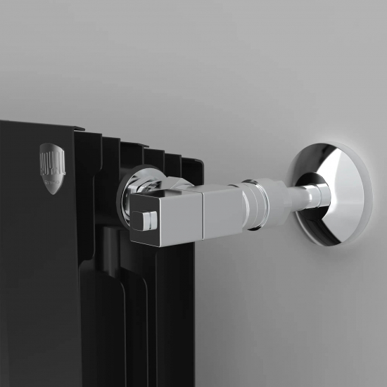 Набор дизайн-вентилей ROYAL THERMO CUBE угловой 1/2" (хром)
