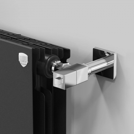 Набор дизайн-вентилей ROYAL THERMO CUBE угловой 1/2" (хром)