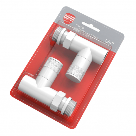 Набор дизайн-вентилей ROYAL THERMO PIANO прямой 1/2" (белый)
