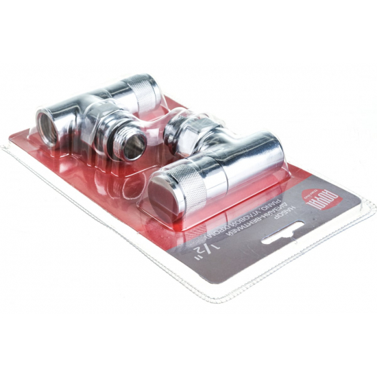 Набор дизайн-вентилей ROYAL THERMO PIANO угловой 1/2" (хром)