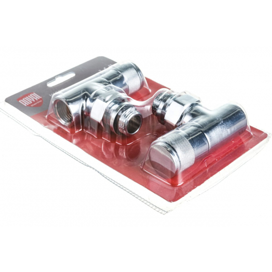 Набор дизайн-вентилей ROYAL THERMO PIANO угловой 1/2" (хром)
