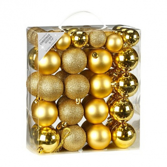 Набор ёлочных шаров, пластик, Ø 4/6 см, золотой микс, 50 шт в уп