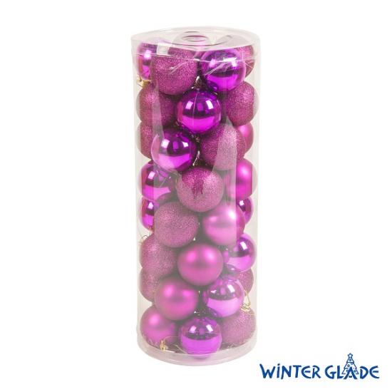 Набор ёлочных шаров, пластик, фиолетовый микс, 40 шт в упаковке
