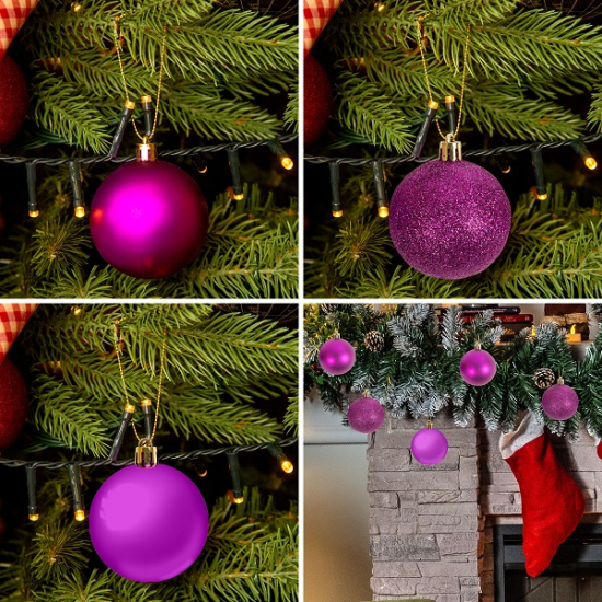 Набор ёлочных шаров, пластик, фиолетовый микс, 40 шт в упаковке