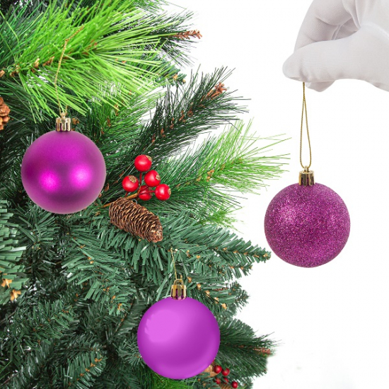 Набор ёлочных шаров, пластик, фиолетовый микс, 40 шт в упаковке