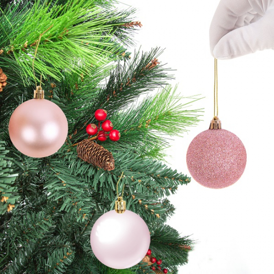 Набор ёлочных шаров, пластик, розовый микс, 40 шт в упаковке