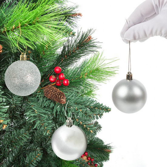 Набор ёлочных шаров, пластик, серебряный микс, 25 шт в упаковке
