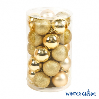 Набор ёлочных шаров, пластик, золотой микс, 25 шт в упаковке