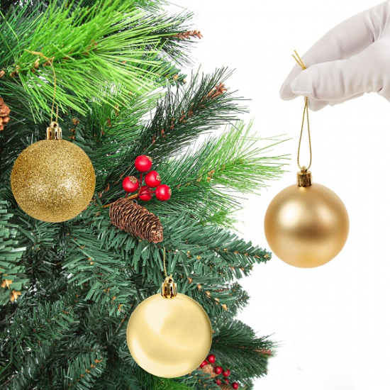 Набор ёлочных шаров, пластик, золотой микс, 25 шт в упаковке