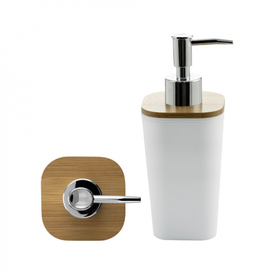 Набор в ванную САНАКС 20813 белый, пластиковый с вставками из бамбука