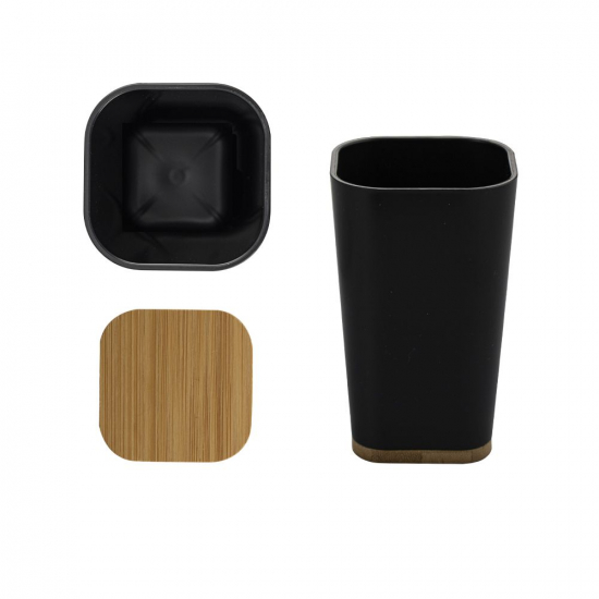 Набор в ванную САНАКС 20814 чёрный, пластиковый с вставками из бамбука