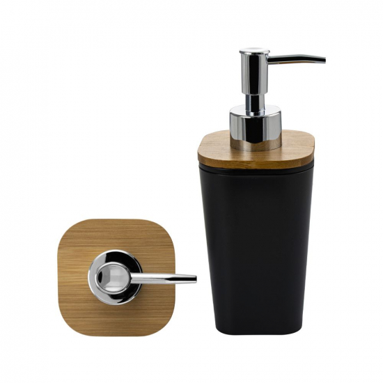 Набор в ванную САНАКС 20814 чёрный, пластиковый с вставками из бамбука