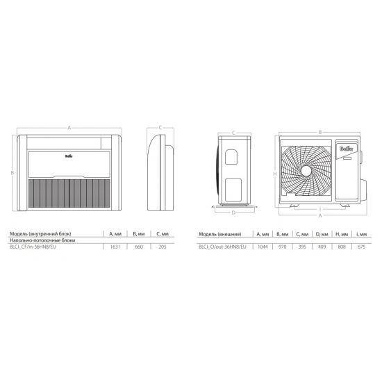 Напольно потолочный кондиционер BALLU Machine BLCI_CF-36HN8/EU инверторного типа, комплект 