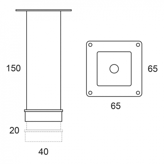 Ножки для мебели OWL 1975 15 см комплект 4 штуки, хром
