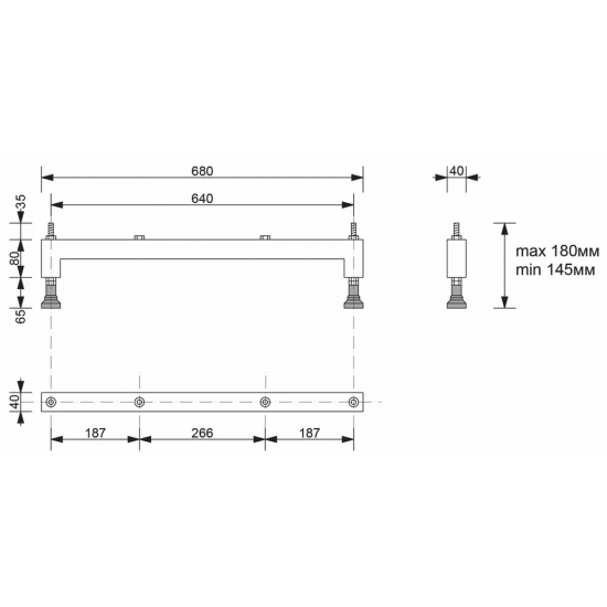 Ножки для ванны ЭСТЕТ 750,800 мм с регулируемыми опорами