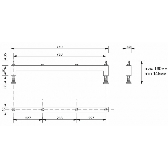 Ножки для ванны ЭСТЕТ шириной 900 мм с регулируемыми опорами