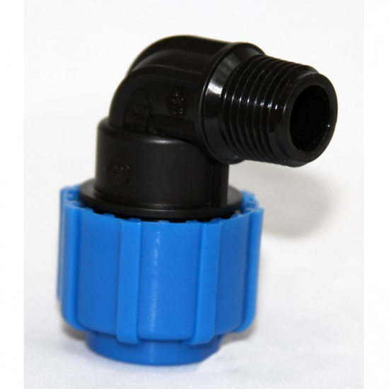 Отвод полиэтиленовый ТПК-АКВА 20х1/2" с наружней резьбой обжимной на трубу 50012012