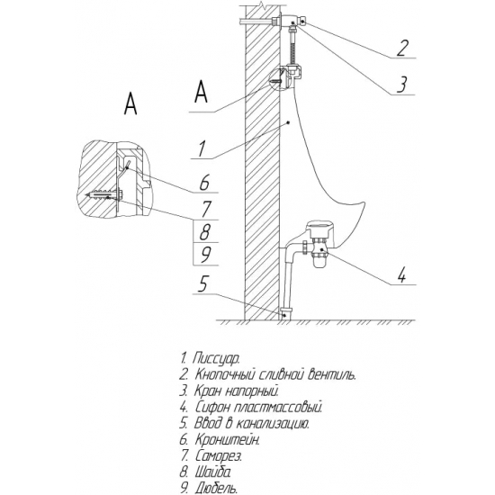 Писсуар ROSA Люкс подвесной