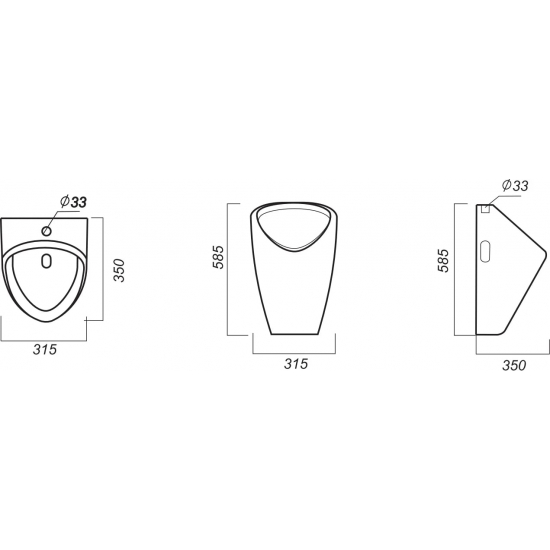 Писсуар SANITA LUXE Long горизонтальный выход 