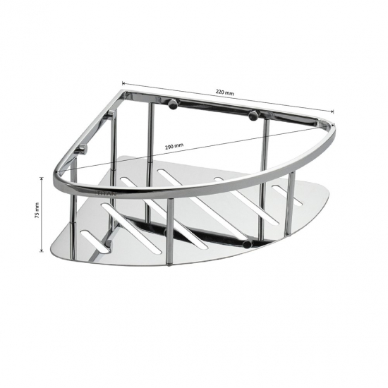 Полка 1-ярусная угловая 22 см TITAN 77350 из нержавеющей стали
