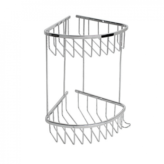 Полка 2-ярусная угловая 18 см САНАКС 75052 из нержавеющей стали