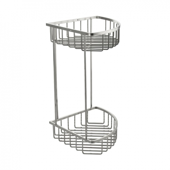 Полка 2-ярусная угловая 20 см САНАКС 75054 из нержавеющей стали