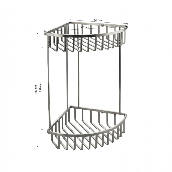 Полка 2-ярусная угловая 20 см САНАКС 75054 из нержавеющей стали