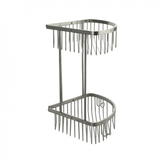 Полка 2-ярусная угловая 22 см .GFmark - 80361 из нержавеющей стали