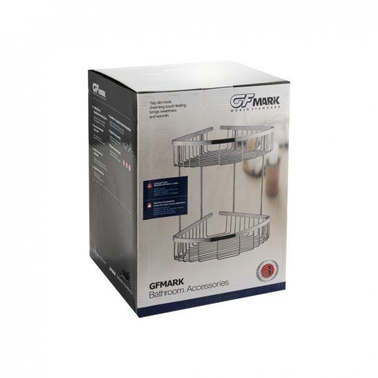 Полка 2-ярусная угловая 22 см .GFmark - 80363 из нержавеющей стали