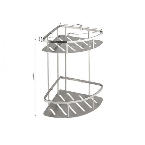 Полка 2-ярусная угловая 22 см .GFmark - 80363 из нержавеющей стали