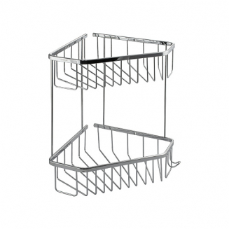 Полка 2-ярусная угловая 22 см САНАКС 75041 из нержавеющей стали