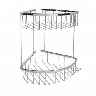 Полка 2-ярусная угловая 22 см САНАКС 75053 из нержавеющей стали