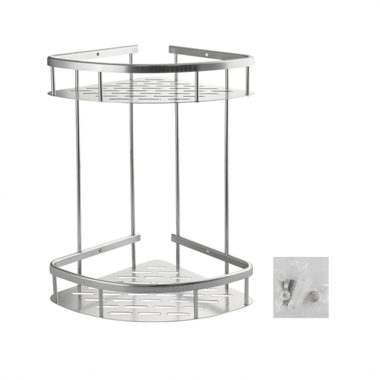 Полка 2-ярусная угловая 22 см САНАКС 75069 из алюминия